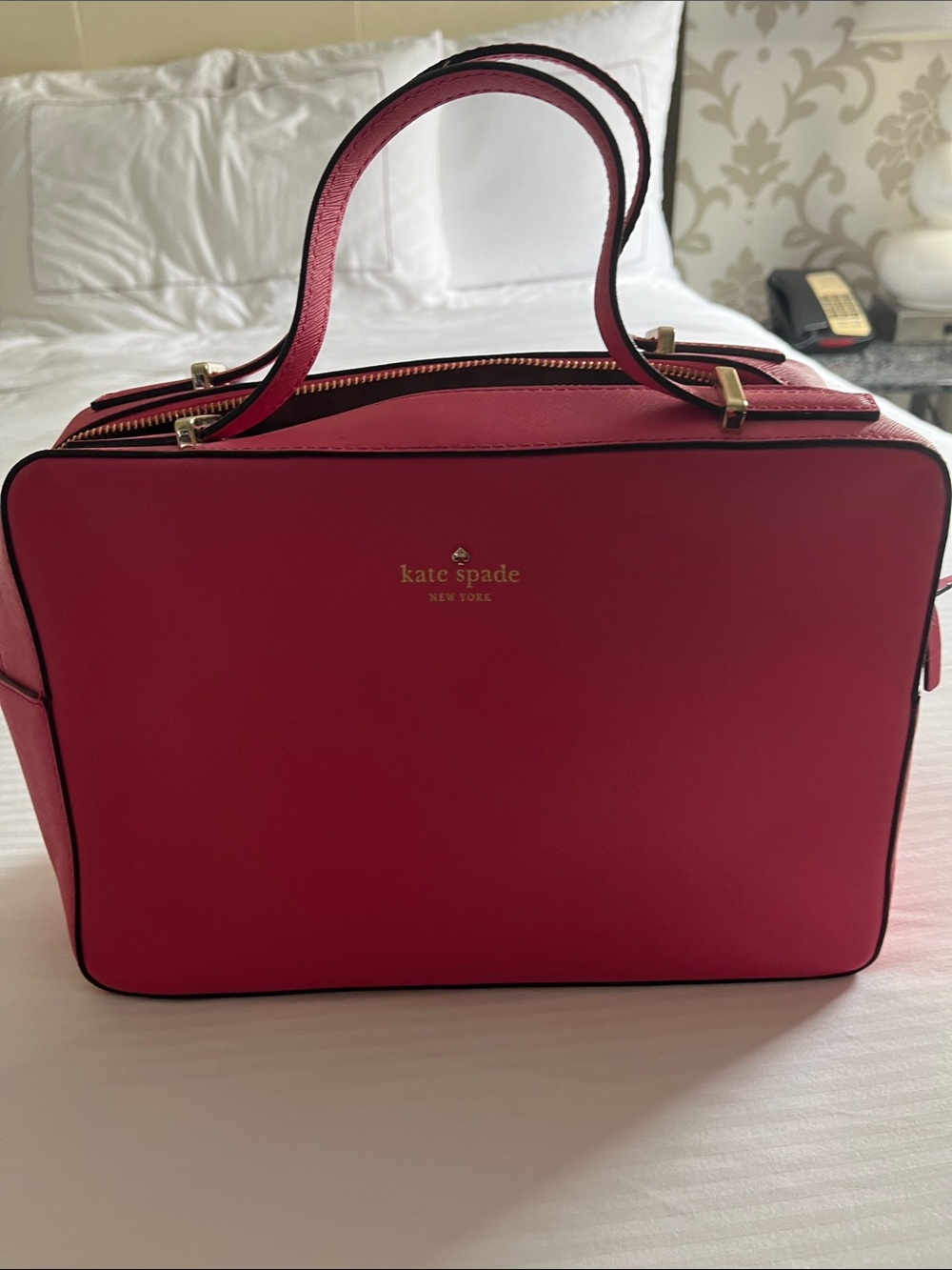 kate spade Bright Pink Saffiano Satchel with Gold Hardware
